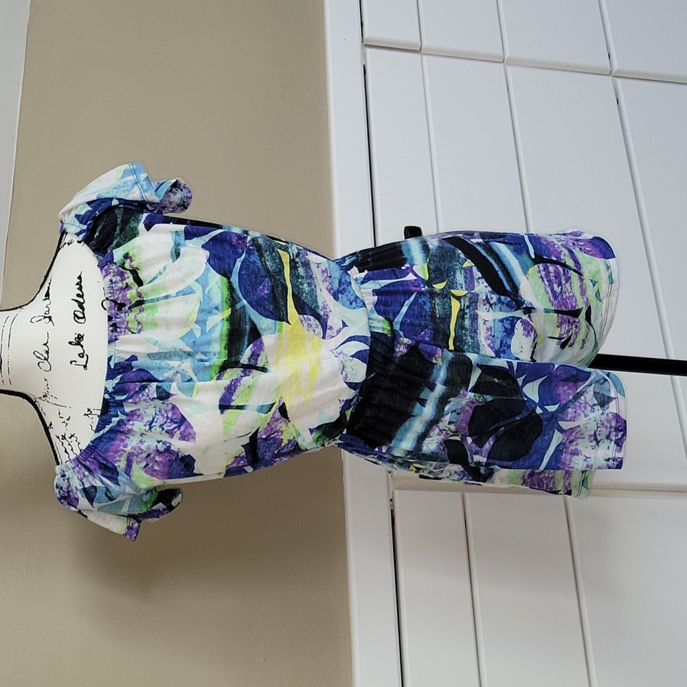 NWT Hawaiin Tropic Jumper Romper off shoulder Size Small Violet Combo